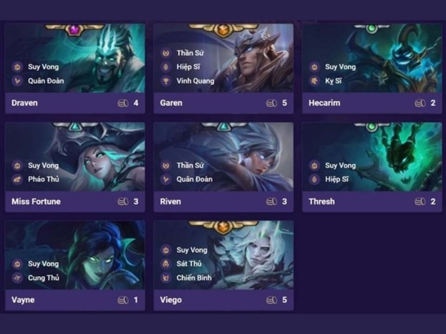 Kết hợp các tướng tộc/hệ khác với đội hình Draven Suy vong (Nguồn: Internet)